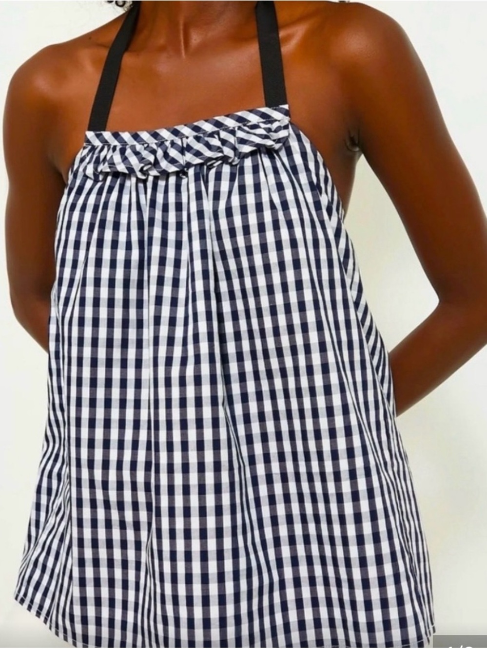 Tuckernuck Navy and White Gingham Halter Camisole S